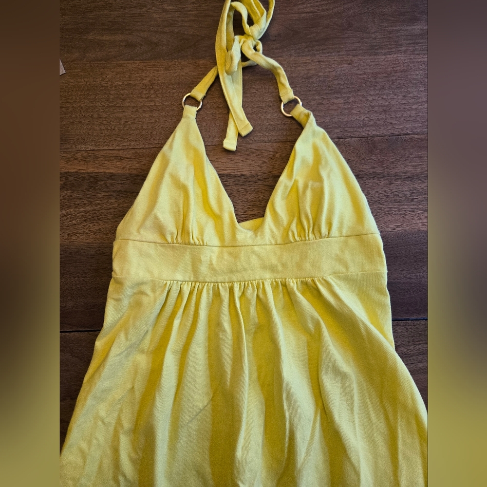 Moda International Yellow Mini Dress With V-Neckline And Halter